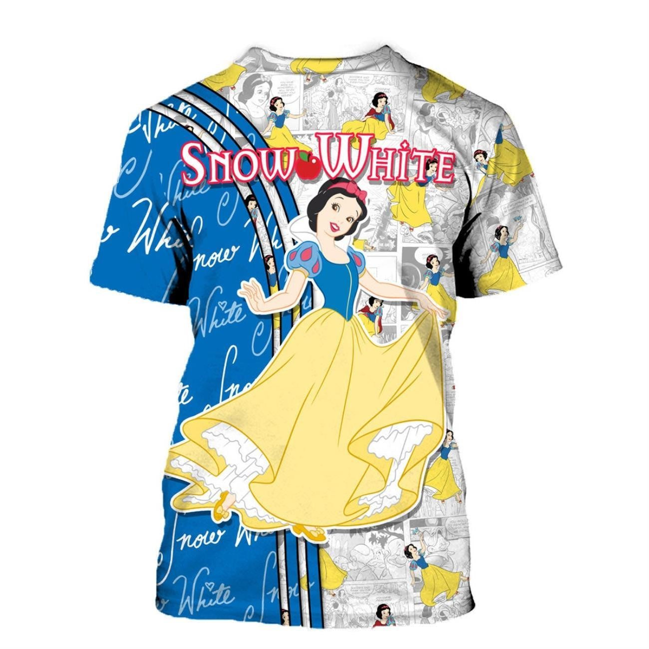 Snow White T-Shirt Snow White Comic Book Patterns T-Shirt Blue White Unisex - Trendy Gift For Men & Women