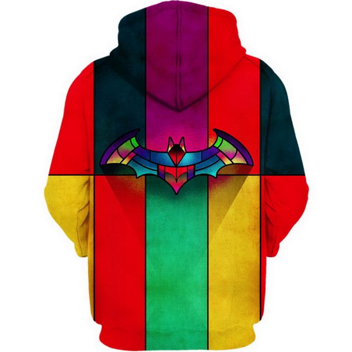 Batman Hoodie Dc Stained Glass Batman Symbol Hoodie Colorful Unisex - Cozy Hoodie For Cold Weather