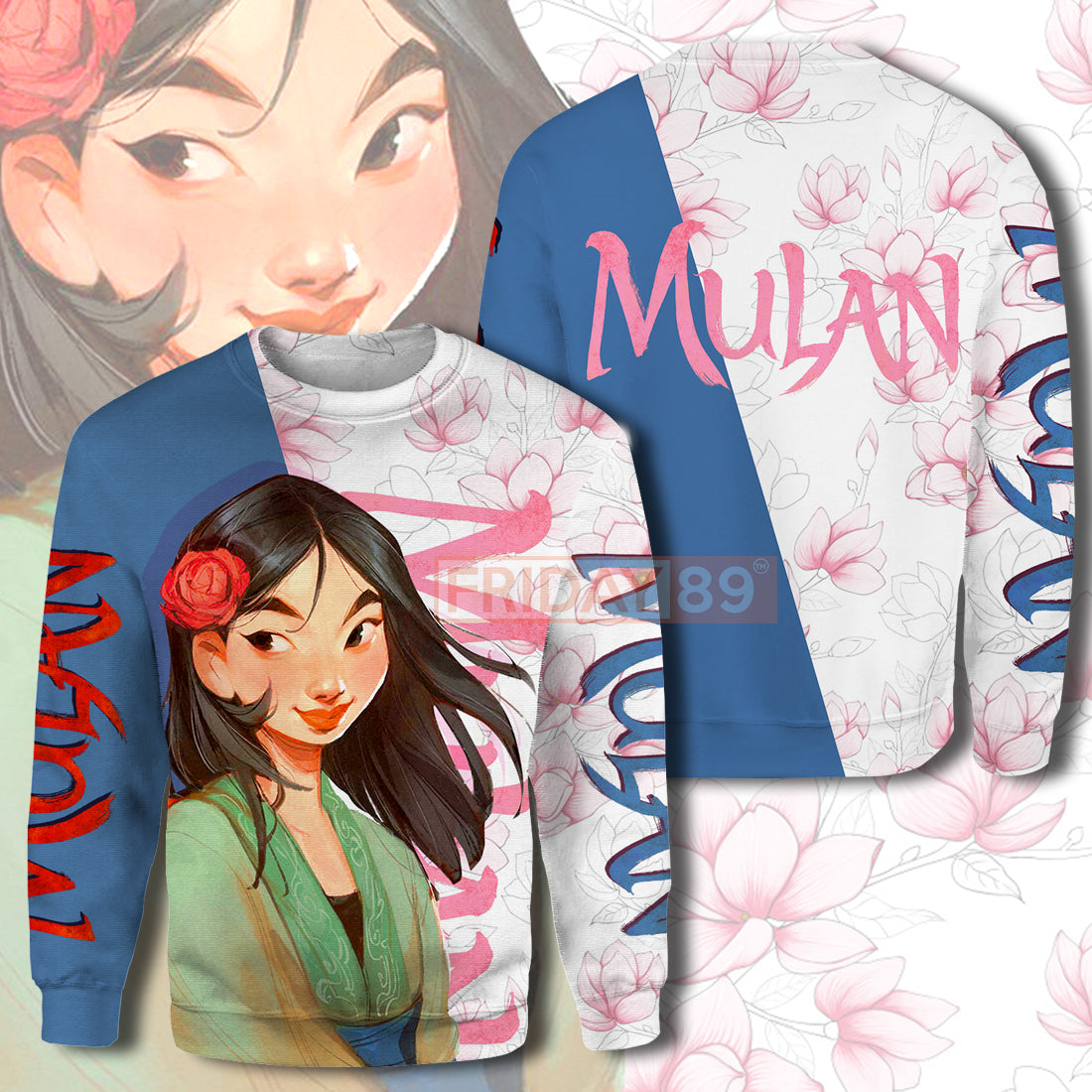Mulan T-shirt ML FLOWERS Blue White T-shirt Awesome High Quality DN Hoodie Sweater Tank