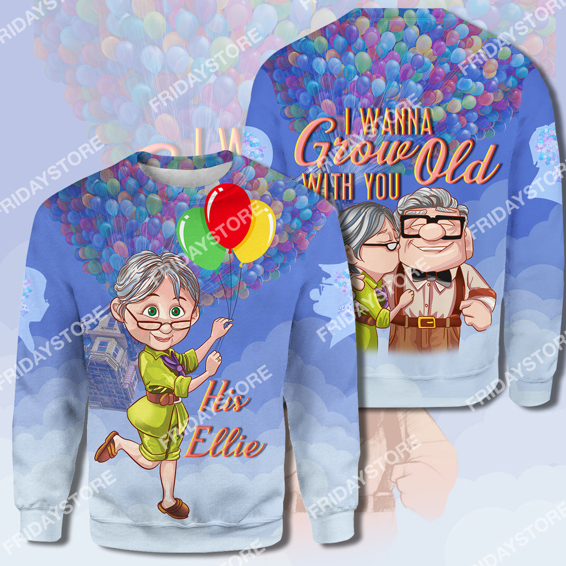 DN Up T-shirt I Wanna Grow Old With You Up Couple His Ellie T-shirt Awesome DN Up Hoodie Sweater Tank