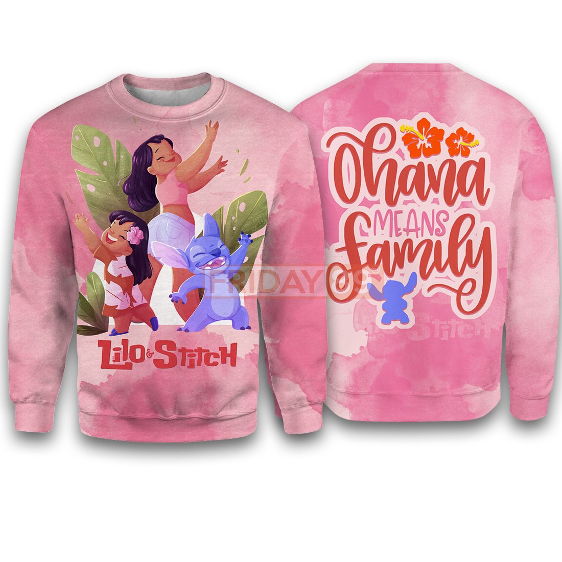 Lilo & Stitch T-shirt Ohana Means Family Pink T-shirt Hoodie