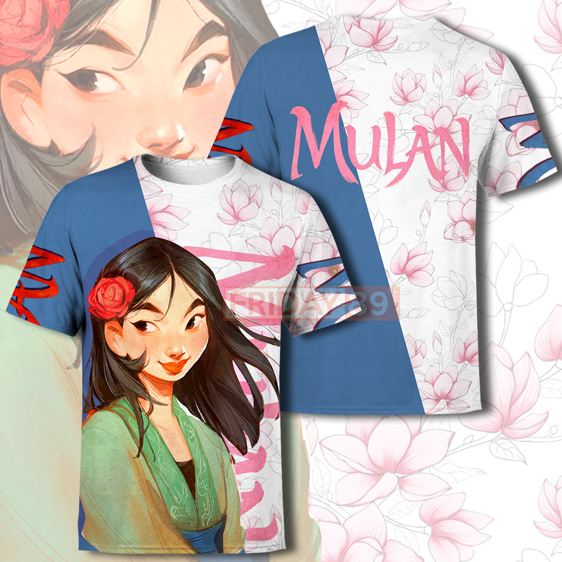 Mulan T-shirt ML FLOWERS Blue White T-shirt Awesome High Quality DN Hoodie Sweater Tank