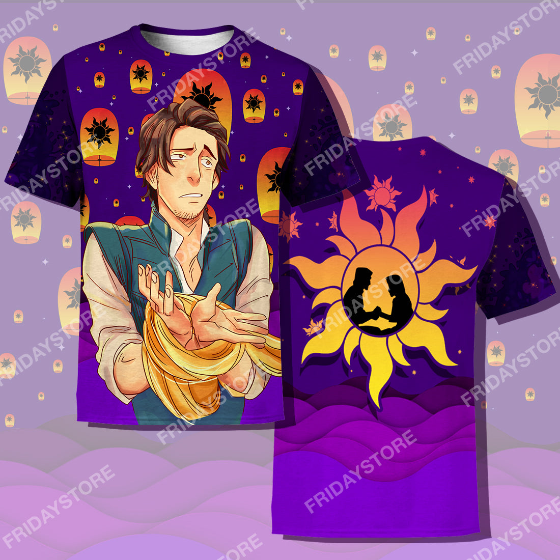 DN Rapunzel T-shirt DN Tangled Flynn Couple Silhouette T-shirt Flynn Hoodie Apparel Awesome DN Tangled Hoodie Sweater Tank