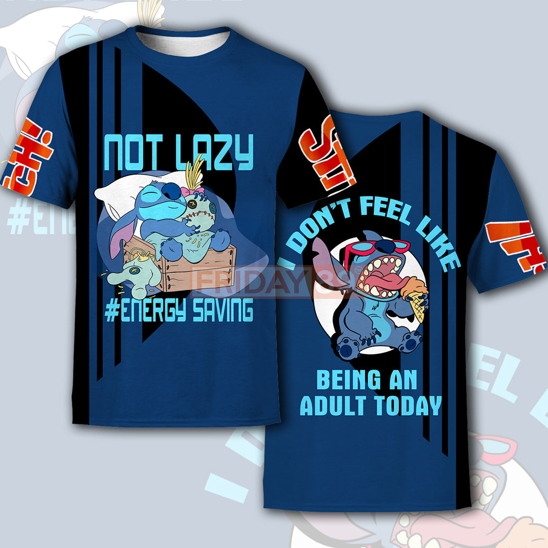 Stitch T-shirt Stitch Not Lazy Energy Saving 3D Print T-shirt Funny Cute DN Hoodie Sweater Tank