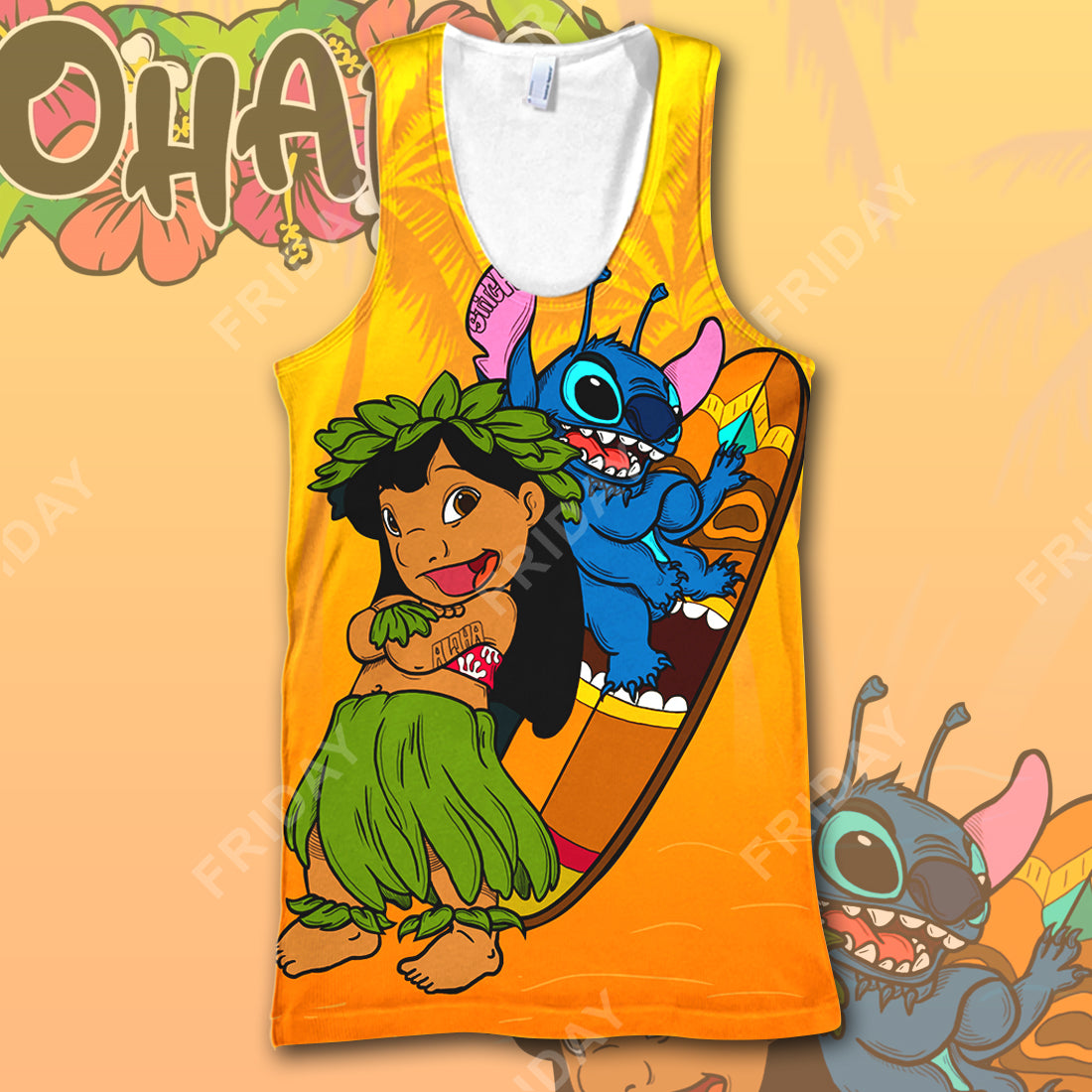 LAS T-shirt Lilo And St Surfing Ohana 3D Print T-shirt Awesome High Quality DN Stitch Hoodie Sweater Tank
