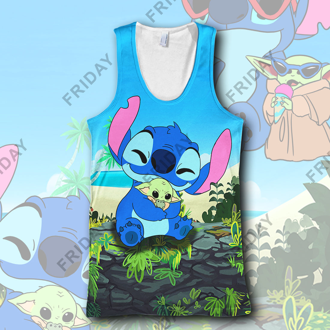 DN SW T-shirt Stitch Hug Baby Yda 3D Print T-shirt Cute Amazing DN Stitch Hoodie Sweater Tank 2025