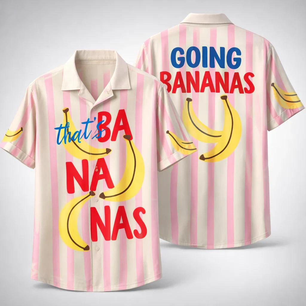Banana Hawaiian Shirt, Going Bananas Funny Aloha Shirt, Summer Fruit Graphic Shirt