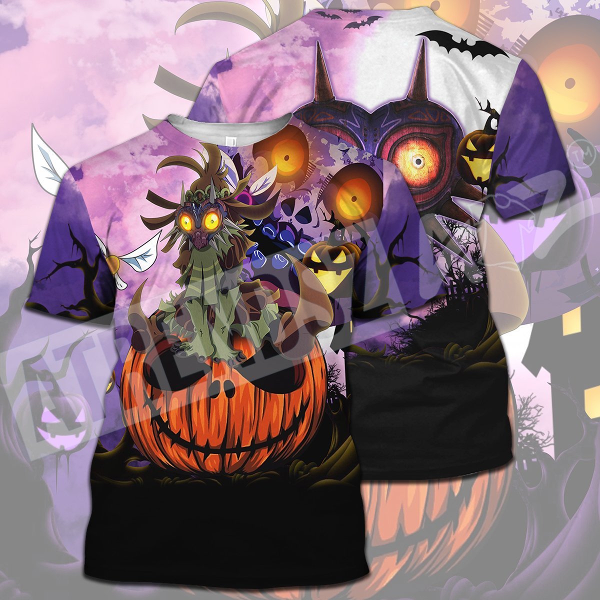 Legend Of Zelda Halloween Shirt Skull Kid Pumpkin The Moon Majora's Mask Purple T-shirt Legend Of Zelda Hoodie