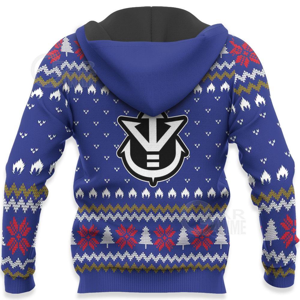 Dragon Ball Hoodie Vegeta It's Over 9000 Christmas Pattern Blue Hoodie Apparel