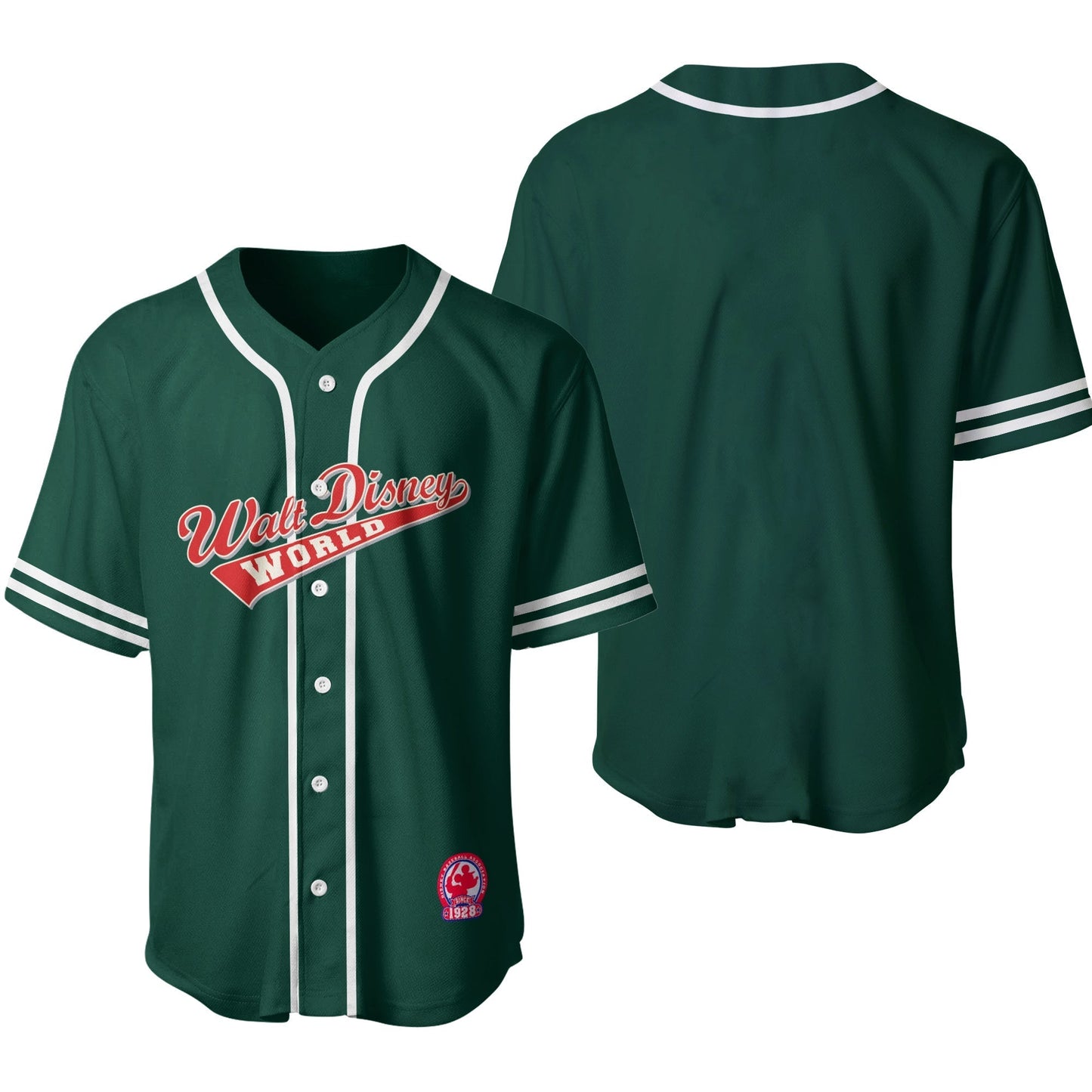 Disney Jersey Disneyland Magic Kingdom Vintage Walt Disney World Est 1928 Green Jersey Shirt Baseball Disneyland...