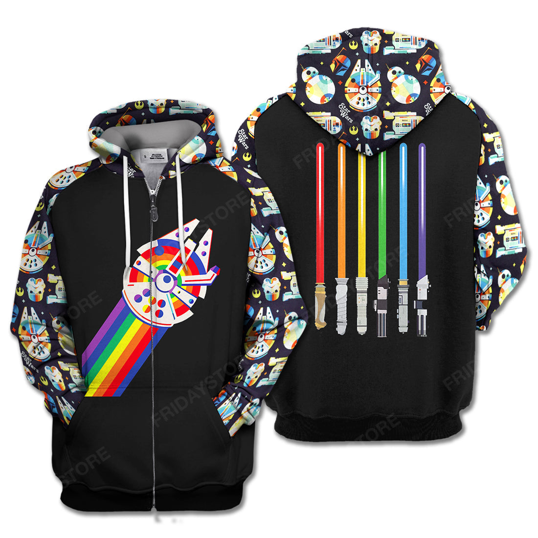 LGBT Star Wars T-shirt LGBT Rainbow Color Star Wars Millennium Falcon Light Swords T-shirt LGBT Hoodie