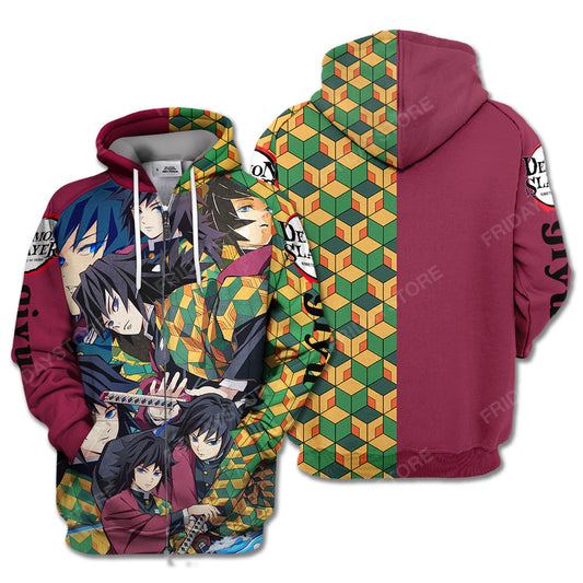 Demon Slayer Hoodie Giyu Tomioka Uniform Kimetsu No Yaiba Zip Hoodie Demon Slayer Apparel