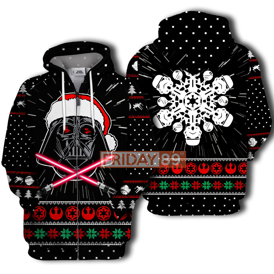 SW T-shirt SW Santa D.Vader And Stormtrooper Christmas Snowflake T-shirt Cool SW Hoodie Sweater Tank 2025