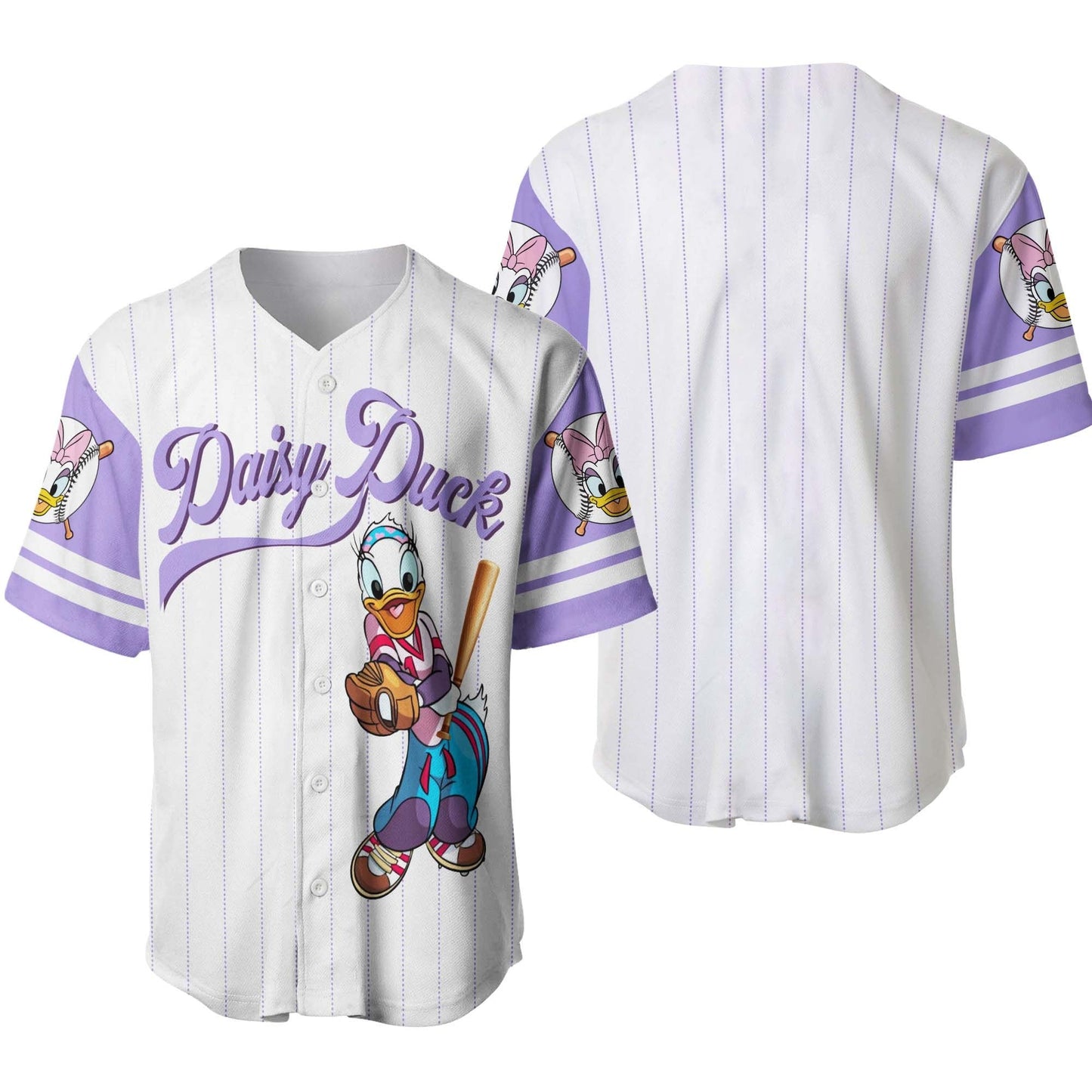 Disney Jersey Disney Daisy Duck Playing Sport As Hitter Character Patterns White Jersey Shirt Baseball Daisy Duck...