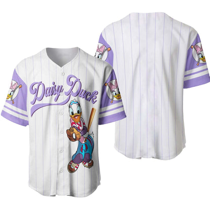 Disney Jersey Disney Daisy Duck Playing Sport As Hitter Character Patterns White Jersey Shirt Baseball Daisy Duck...