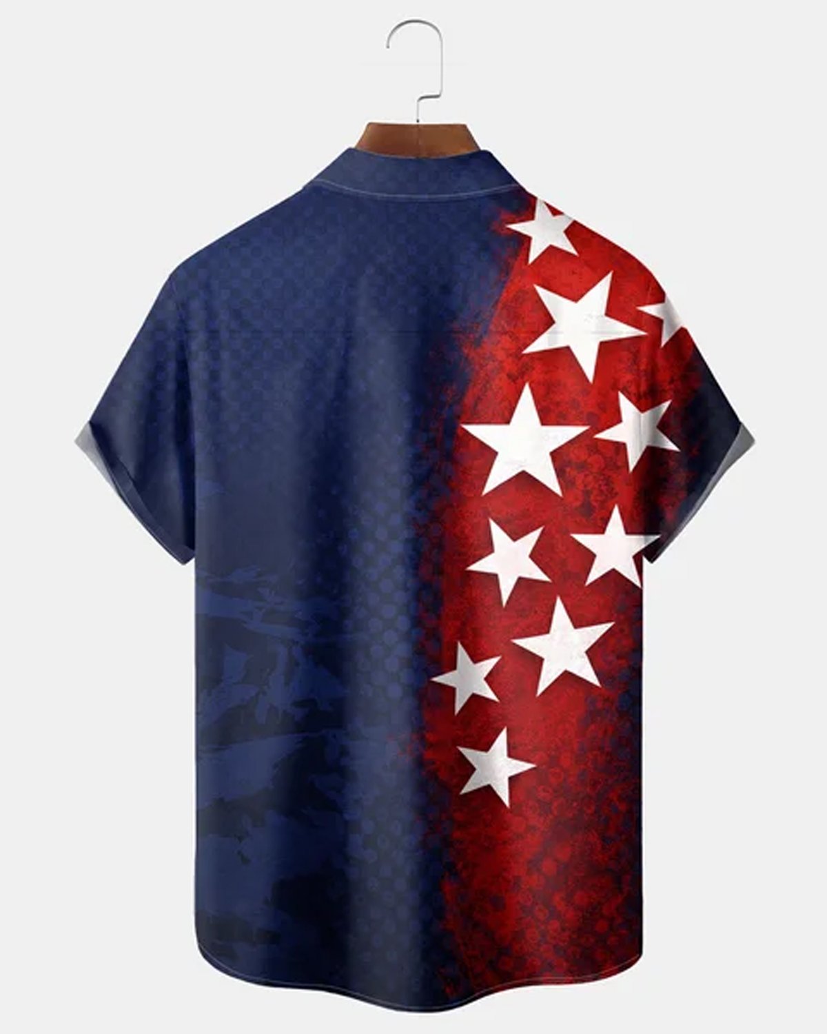 Alohadaddy® Men's Holiday Patriotic USA 250 Years Anniversary Stars Stripes Grunge Texture Retro Print Button Down Short-Sleeve Big & Tall
