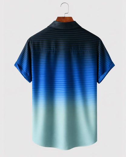 Alohadaddy® Men's Independence Day American Flag Gradient Striped Short-Sleeve Shirt