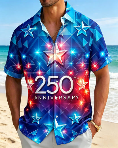 Alohadaddy® Holiday 250th Anniversary of U.S. Independence Day Gradient Art Short-Sleeve Shirt