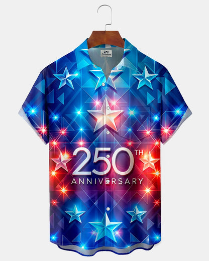 Alohadaddy® Holiday 250th Anniversary of U.S. Independence Day Gradient Art Short-Sleeve Shirt