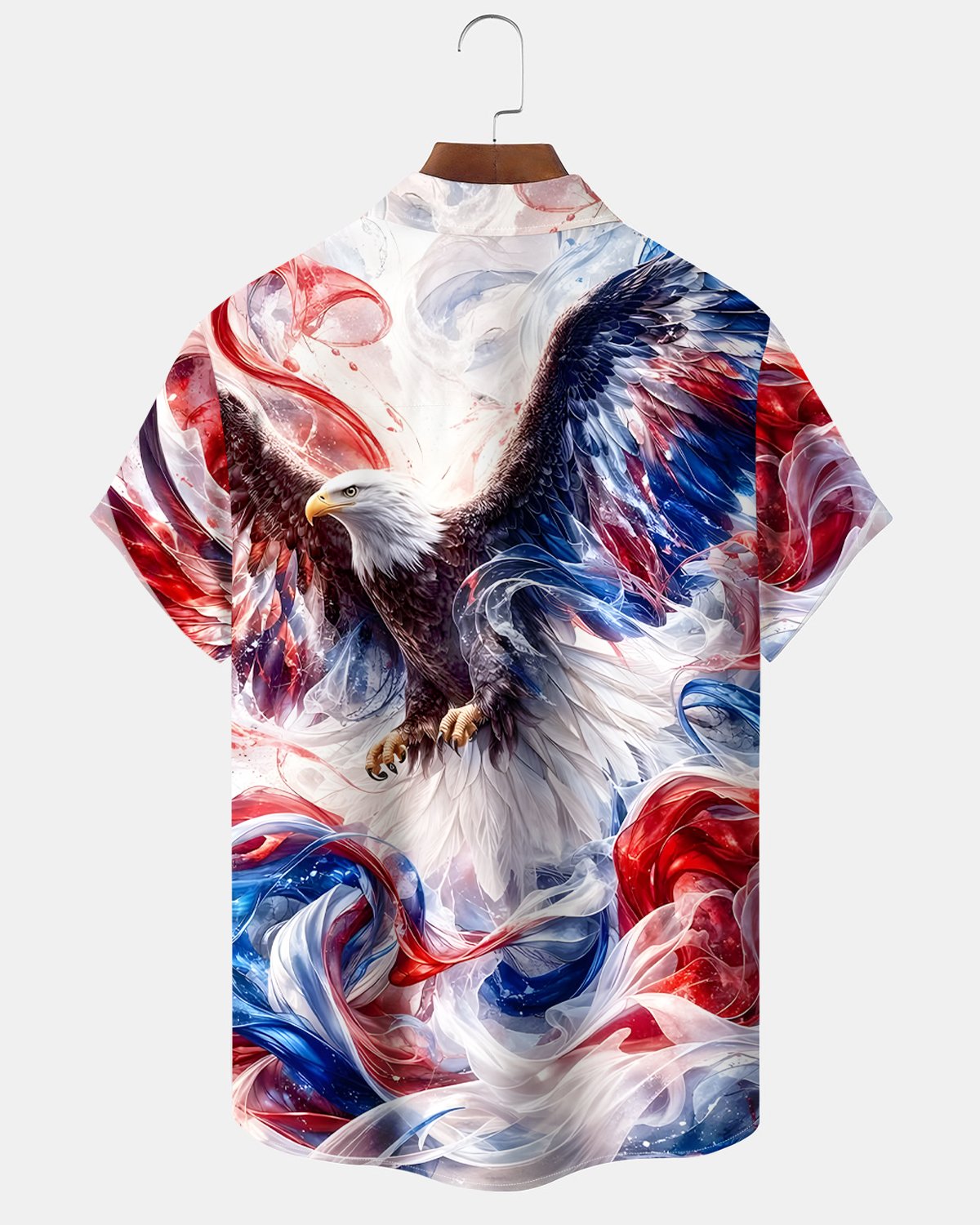 Alohadaddy® Independence Day Holiday Abstract Art Gradient Eagle Print Short-Sleeve Shirt