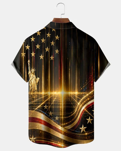 Alohadaddy® Retro Gradient 3D 250th Independence Day Short-Sleeve Shirt
