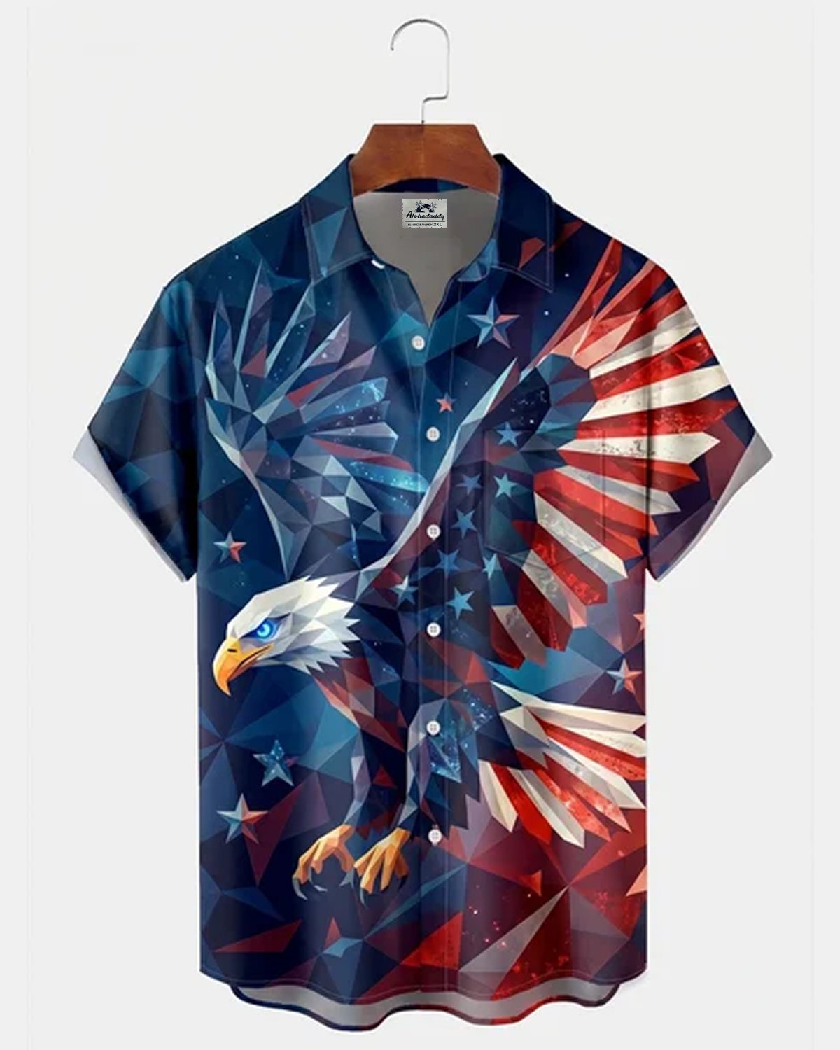 Alohadaddy® Independence Day Retro Gradient Geometric Print Short-Sleeve Shirt