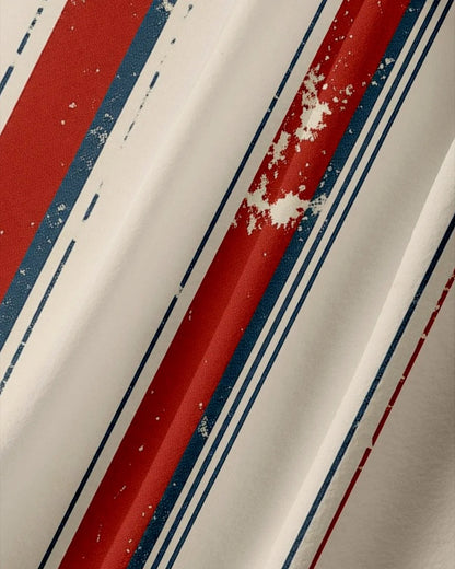 Alohadaddy® Independence Day American Flag Red Friday Print Short-Sleeve Shirt
