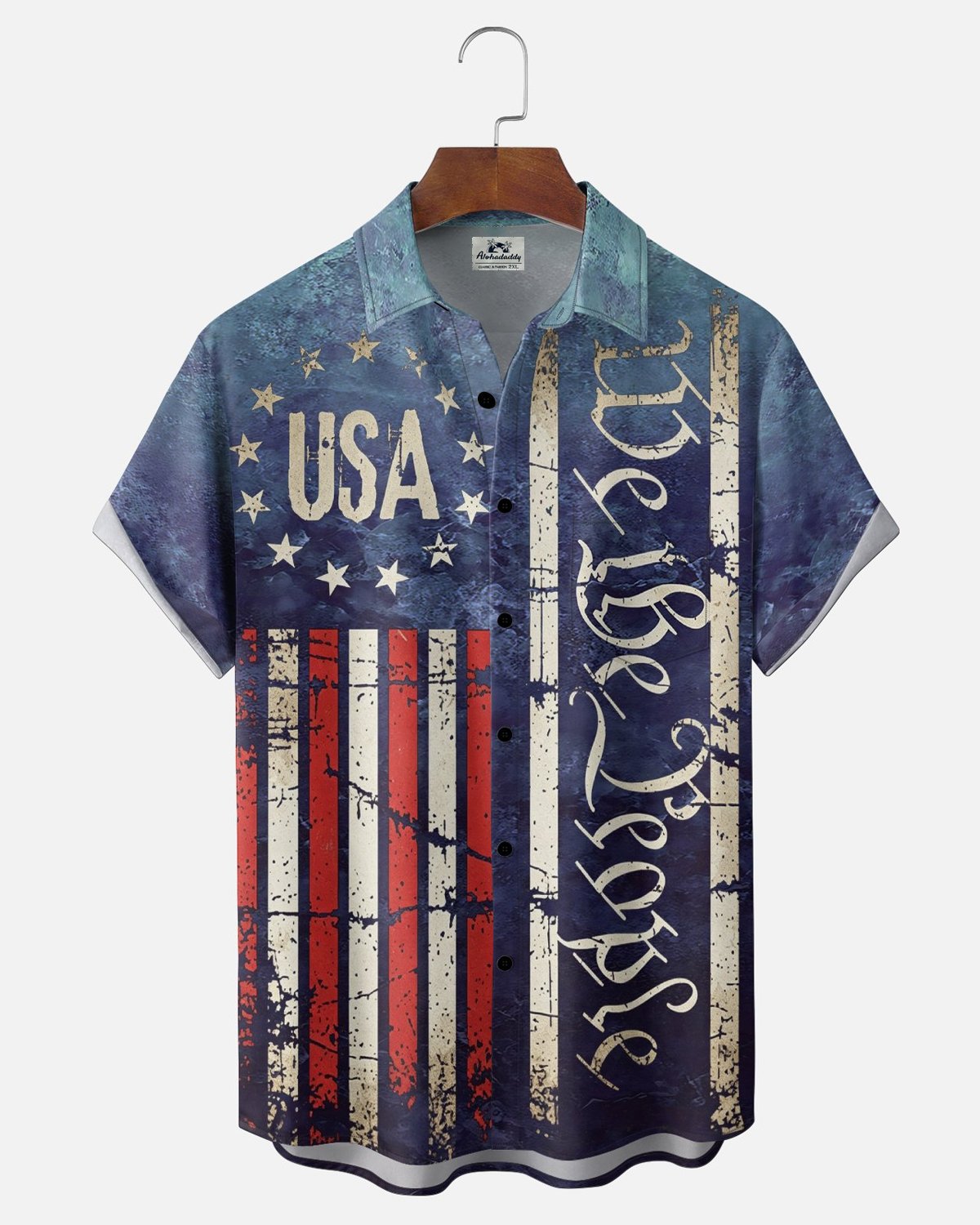 Alohadaddy® U.S. Independence Day Holiday Print Short-Sleeve Pocket Shirt