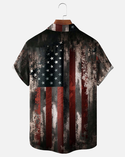 Alohadaddy® Independence Day Holiday Printed Pocket Short-Sleeve Shirt