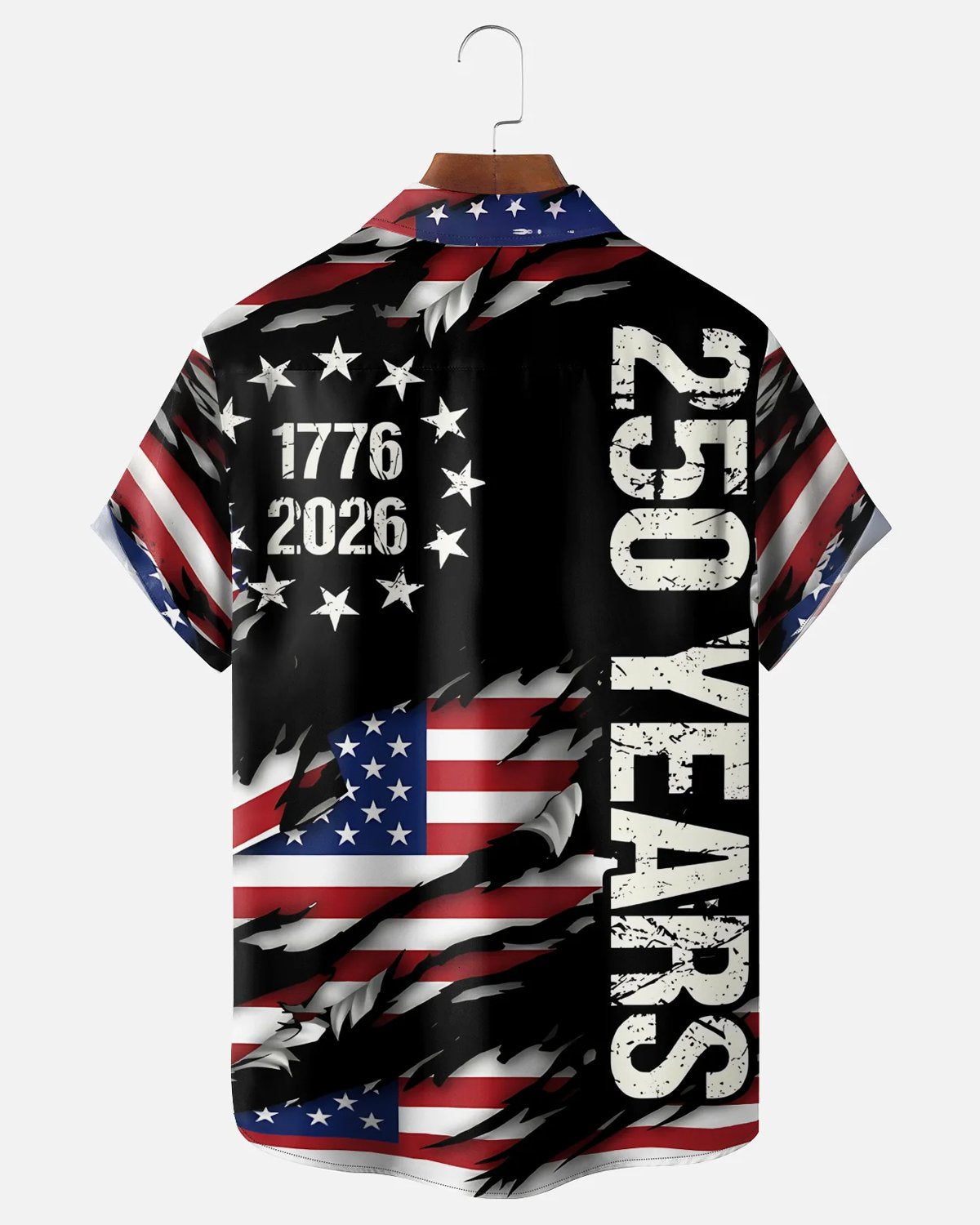 Alohadaddy® U.S. Independence Day Flag Print Short-Sleeve Pocket Shirt