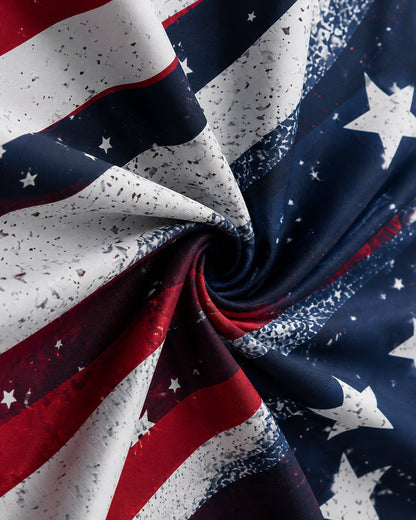 Alohadaddy® Independence Day Commemorative American Flag Print Gradient Short-Sleeve Shirt