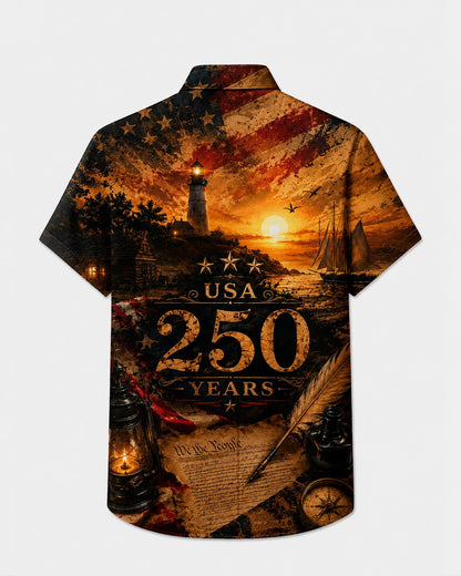 Alohadaddy® 250th Independence Day Commemorative Vintage Poster Print Short-Sleeve Shirt