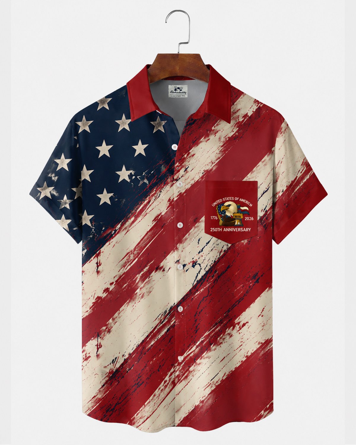 Alohadaddy® Independence Day Flag US 250th Anniversary Short-Sleeve Shirt