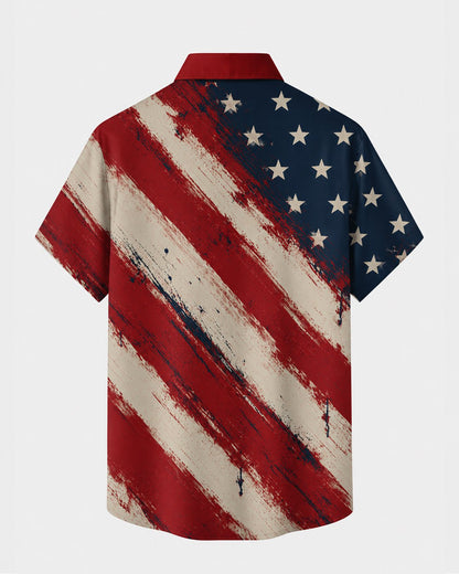 Alohadaddy® Independence Day Flag US 250th Anniversary Short-Sleeve Shirt