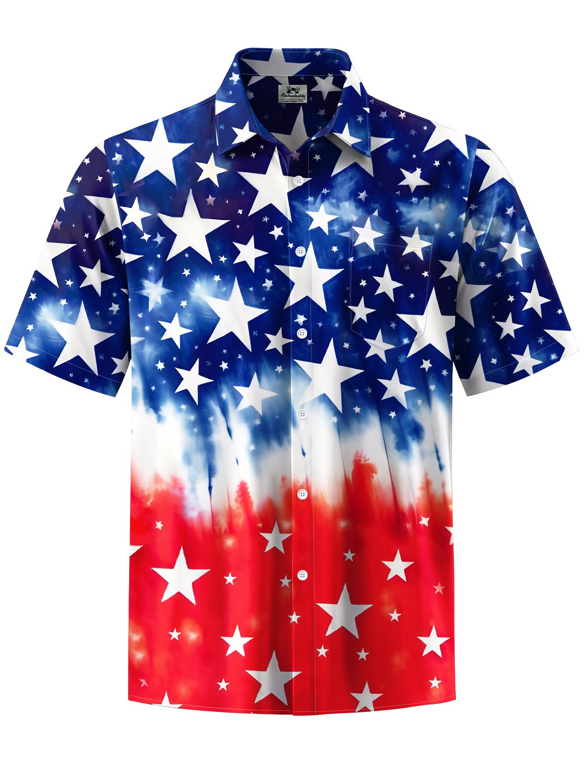 Alohadaddy® Holiday Independence Day Five-Pointed Star Gradient Men's Pocket Stretch Shirt