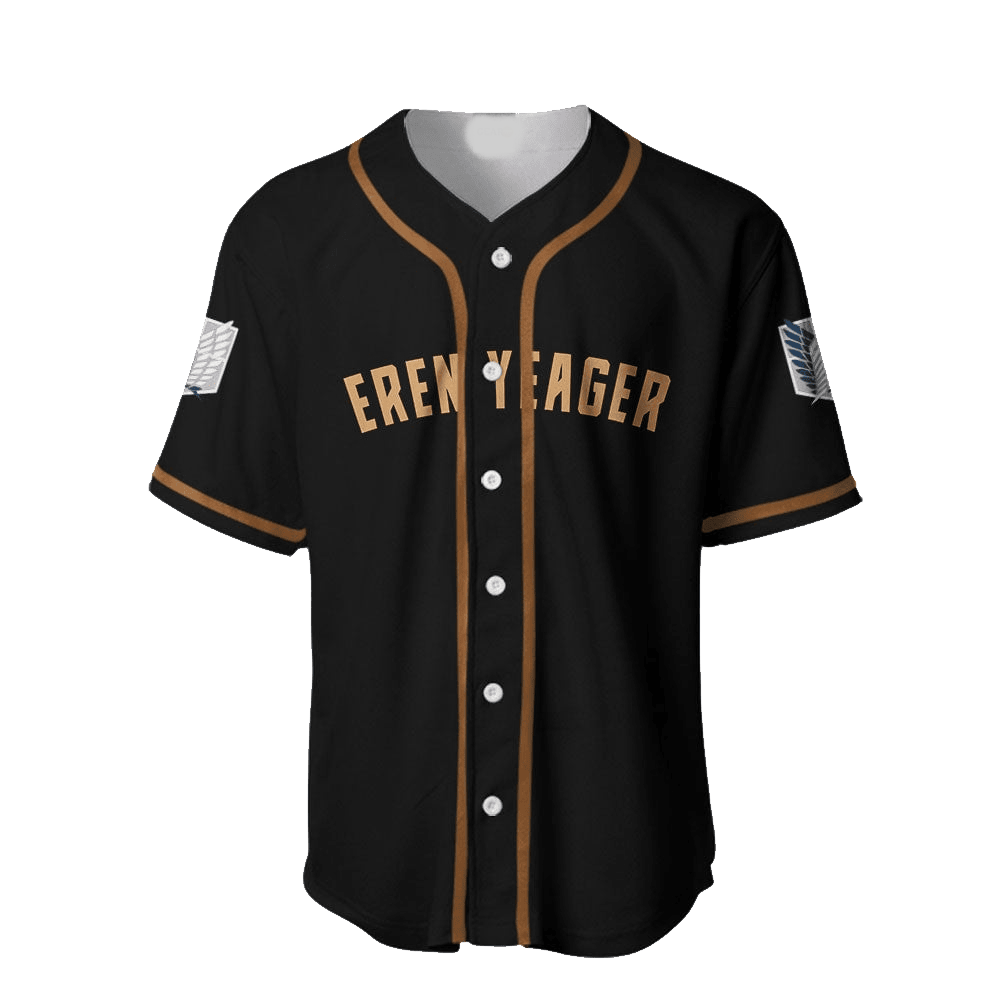Attack on Titan Baseball Jersey Eren Yeager Attack on Titan Jersey Shirt Black Unisex Adult New Release