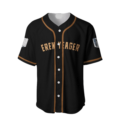 Attack on Titan Baseball Jersey Eren Yeager Attack on Titan Jersey Shirt Black Unisex Adult New Release