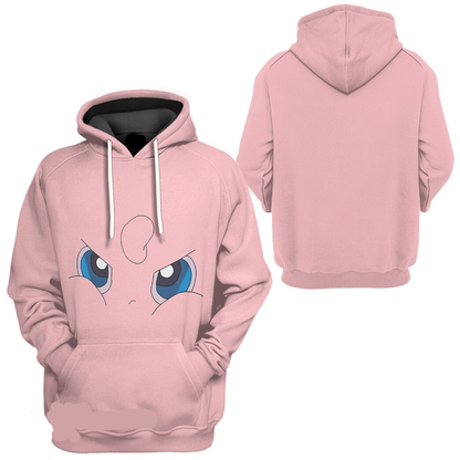 Pokemon Hoodie Jigglypuff Pokemon Cosplay T-Shirt Pink Unisex Adults New Release - Trendy Gift For Men & Women