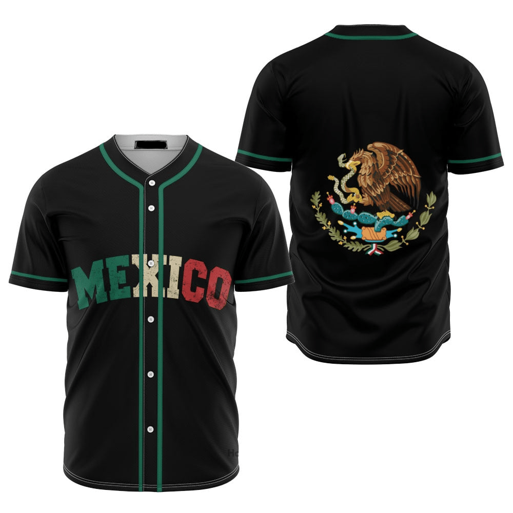 Mexican Baseball Jersey Proud Coat of Arms Mexico Jersey Shirt Black Unisex Adult New Release
