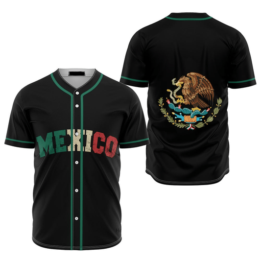 Mexican Baseball Jersey Proud Coat of Arms Mexico Jersey Shirt Black Unisex Adult New Release