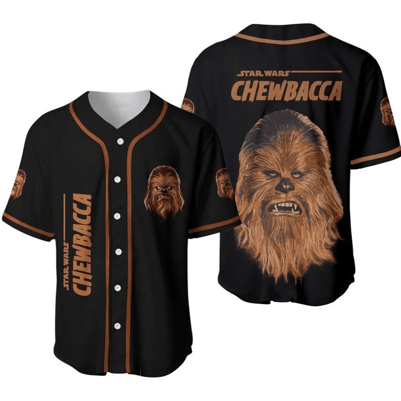 Star Wars Jersey Star Wars Chewbacca Graphic Brown Black Jersey Shirt Baseball for Men