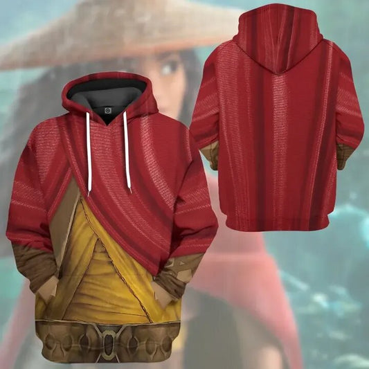  DN T-shirt Raya And The Last Dragon Shirt Raya Princess Suit Costume Red Yellow Hoodie DN Hoodie