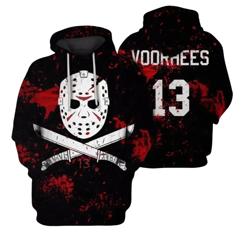 Halloween Hoodie Jason Voorhees Hoodie Jason Voorhees 13 Bloody Black Red Hoodie Horror Hoodie