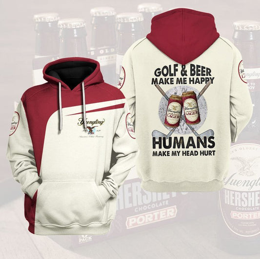 Beer Hoodie Yuengling Golf And Beer Make Me Happy Hoodie Amazing Beer - Cozy Hoodie For Cold Weather