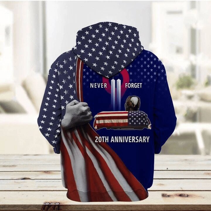 Patriot Day Hoodie Never Forget 20Th Anniversary 9-11 Blue Hoodie September 11Th Hoodie - Cozy Hoodie For Cold Weather