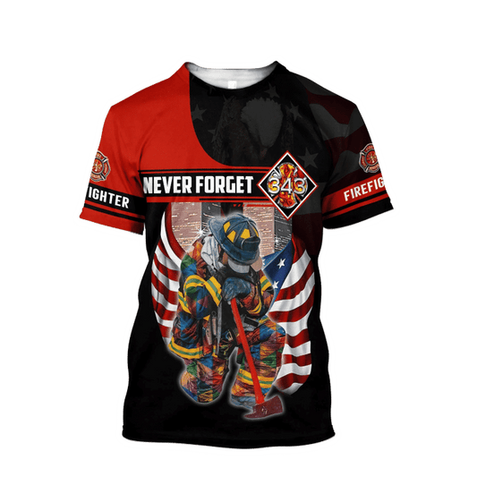 Patriot Day Shirt Never Forget Firefighter 343 Red Black Shirt September 11Th Shirt - Trendy Gift For Men & Women