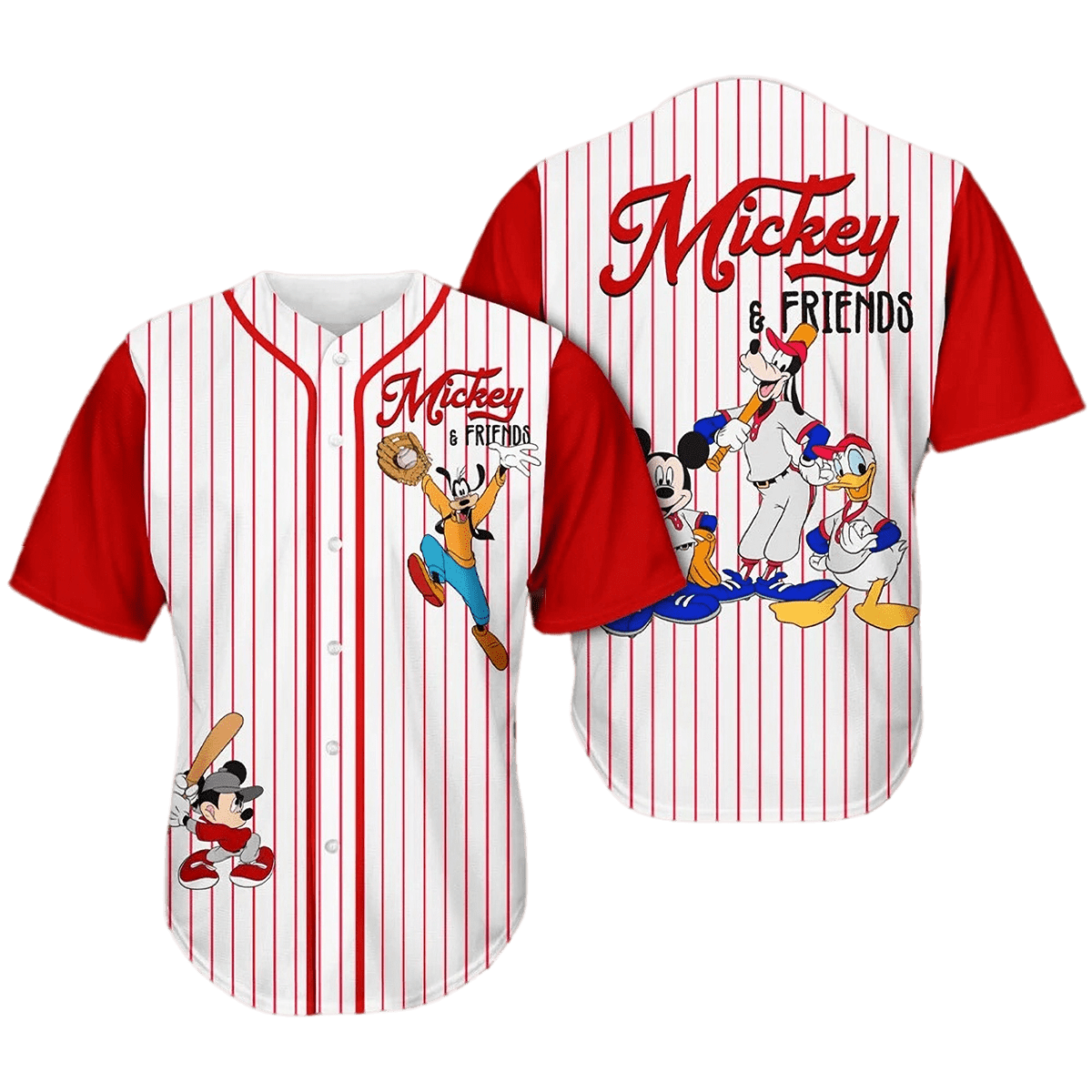 Mickey Jersey Disney Mickey Mouse Goofy Donald Duck Graphic White Red Jersey Shirt Baseball Disney Baseball