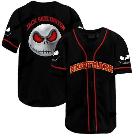 Tnbc Jersey Jack Skellington Head Nightmare Black Red Jersey Shirt Tnbc Baseball