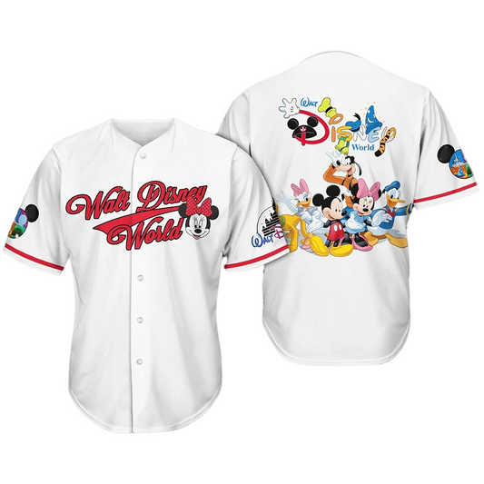 Mickey Jersey Walt Disney World Mickey and Friends Graphic White Jersey Shirt Baseball Disney Baseball