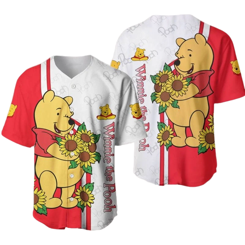 Winnie the Pooh Jersey Disney Winnie the Pooh with Sunflower Red White Jersey Shirt Baseball Disney Baseball